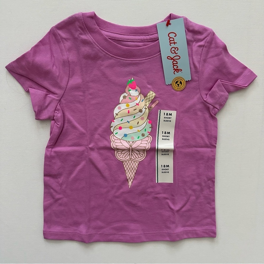 Cat & Jack Purple Ice Cream Graphic Tee Size 18M
